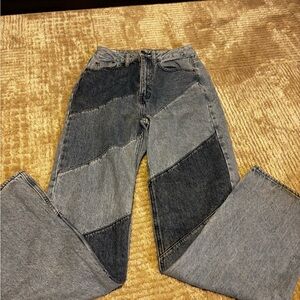 Two-Tone Patchwork Jeans